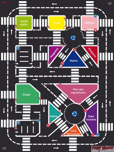 Plan du circuit d'éducation routière école démontable 72m2 - www.tousenroute.com