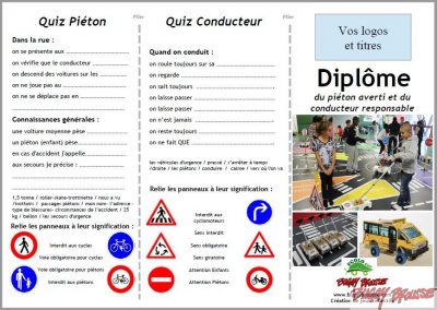 Diplôme sécurité routière enfants recto www.tousenroute.com