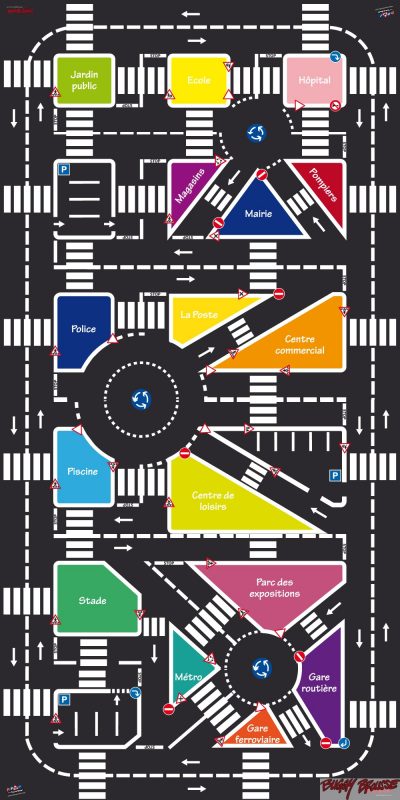 Plan du Circuit d'éducation routière école démontable 72m2 - www.tousenroute.com